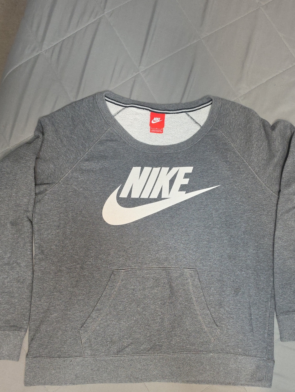 Nike Gray Crewneck Sweatshirt with White Swoosh